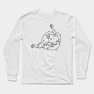 Bad Line Art Cat Lick.. Black Long Sleeve T-Shirt